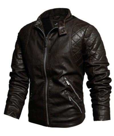 Slim fit motorcycle leather jacket